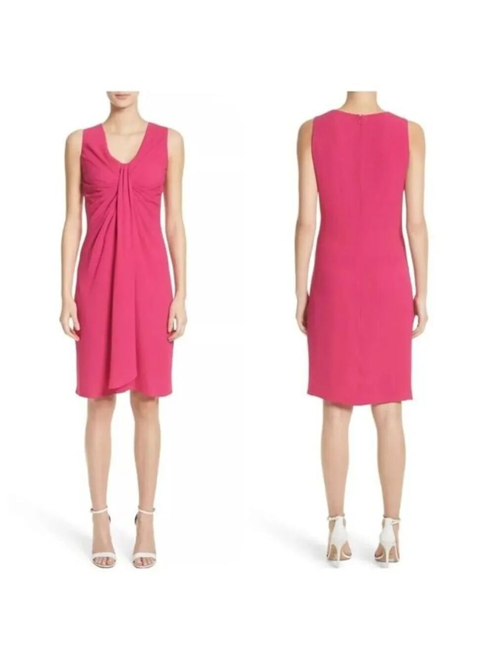 NWOT MICHAEL KORS Collection Italy Fuchsia Pink Gathered Silk Dress Sz 10